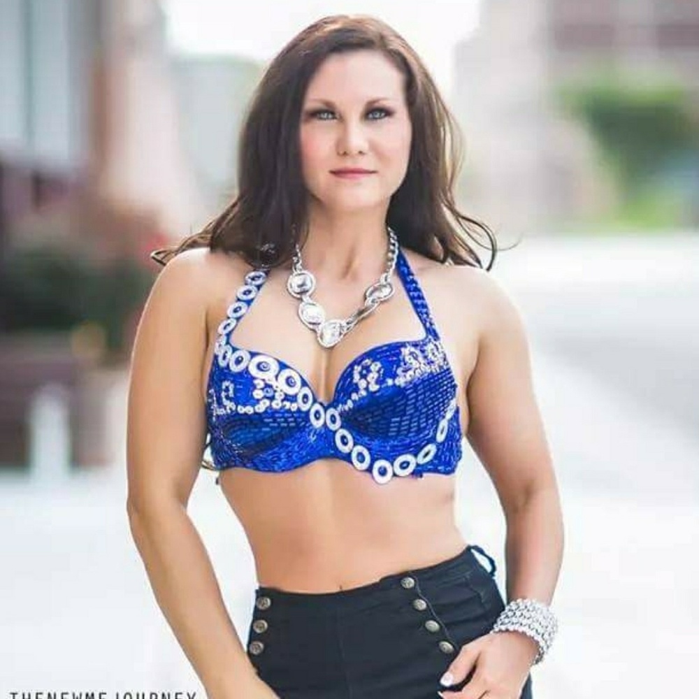 Blue sequin bra